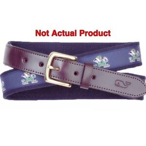 Vineyard Vines Mens Belt 32 Blue Leather Fighting Irish Golf Casual Brown 32 EUC